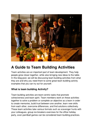 A Guide to Team Building Activities