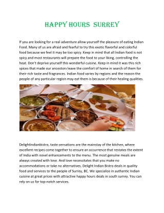 Happy Hours  Surrey