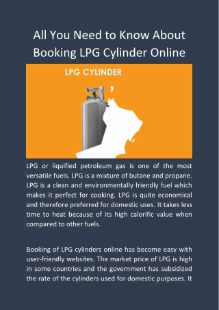 All You Need to Know About Booking LPG Cylinder Online