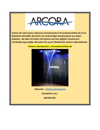 Schwarz Duschsystem  Arcorawasserhahn.de