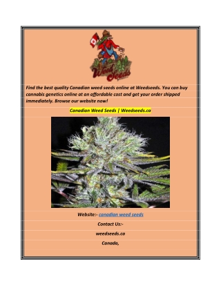 Canadian Weed Seeds Weedseeds.ca