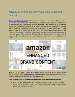 Magnify Your Brand Identity with Enhanced Brand Content