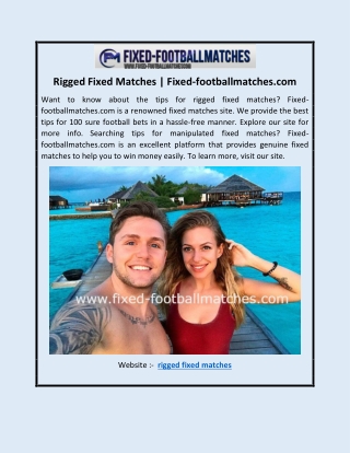 Rigged Fixed Matches | Fixed-footballmatches.com