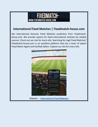 International Fixed Matches | Fixedmatch-house.com