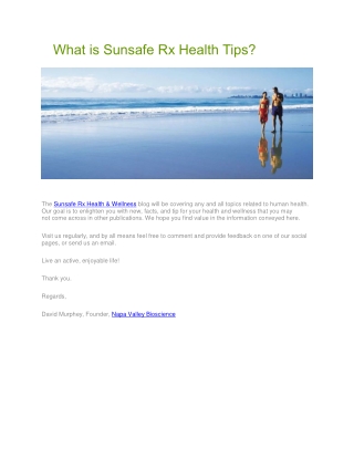 What is Sunsafe Rx Health Tips?