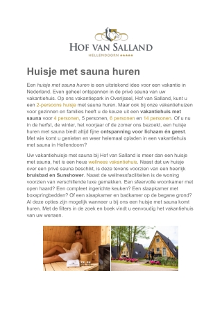 Hof van Salland - Huisje met sauna huren