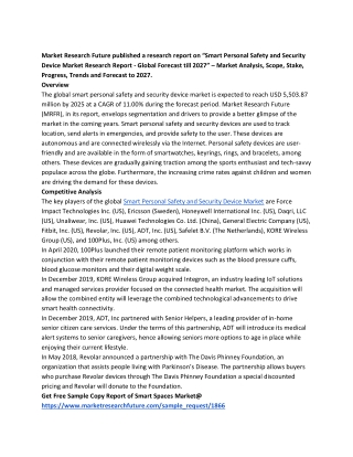 Smart Personal Safety and Security Device Market Emerging Technology 2027