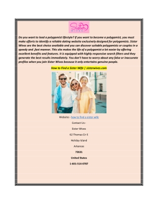 How to Find a Sister Wife  sisterwives.com