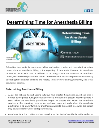 Determining Time for Anesthesia Billing