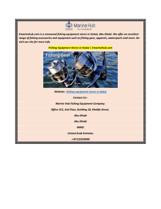 Fishing Equipment Stores in Dubai  Emarinehub.com