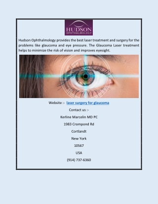 Laser Surgery for Glaucoma | Hudson Ophthalmology