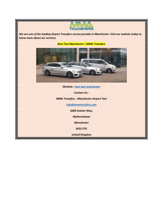 Best Taxi Manchester  MMA Transfers