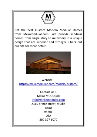 Custom Modern Modular Homes  Mekamodular.com