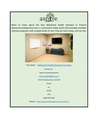 Behavioral Health Therapist in Fresno Aspirecounselingse