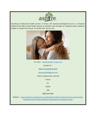 Health in Fresno, CA Aspirecounselingservice