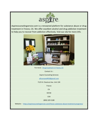 Drug Treatment in Fresno, CA Aspirecounselingservice
