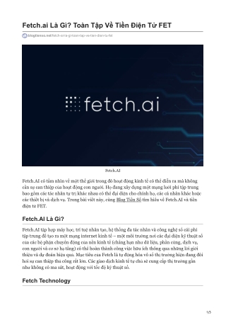 Fetch.ai Là Gì? Toàn Tập Về Tiền Điện Tử FET