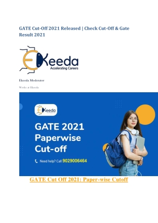 GATE Cut-Off 2021 Released | Check Cut-Off & Gate Result 2021