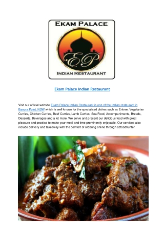 5% Off - Ekam Palace Indian Restaurant Menu Banora Point,NSW