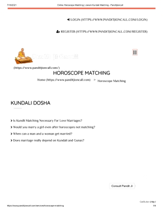 Online Horoscope Matching _ Janam Kundali Matching - Panditjioncall