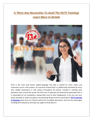 Is There Any Necessities To Avail The IELTS Training