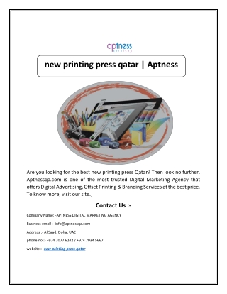 new printing press qatar | Aptness