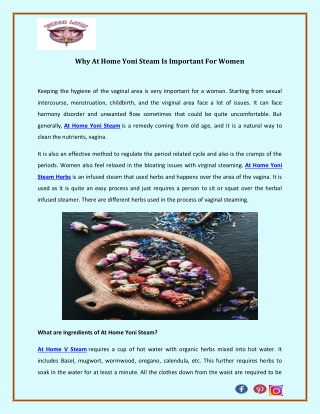 Why At Home Yoni Steam Is Important For Women