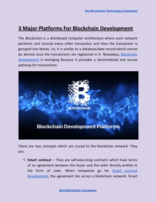 3 Major Platforms For Blockchain Development