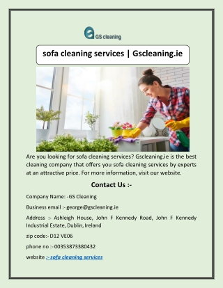 sofa cleaning services | Gscleaning.ie