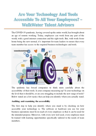 Are Your Technology And Tools Accessible To All Your Employees – WalkWater Talent Advisors