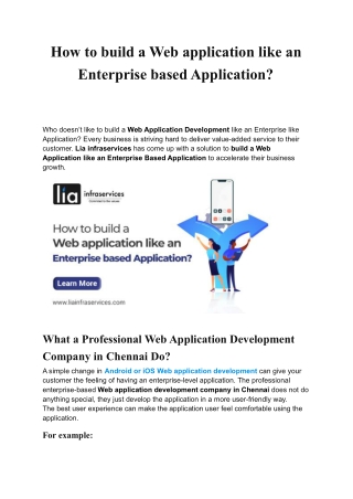 How to build a Web application like an Enterprise based Application (1)