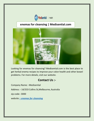 enemas for cleansing | Medisential.com