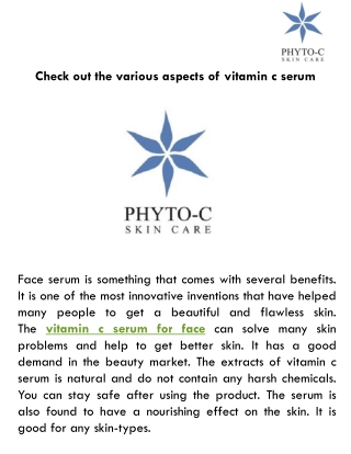 Check out the various aspects of vitamin c serum