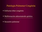 Patolog a Pulmonar Cong nita