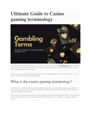 Ultimate Guide to Casino gaming terminology