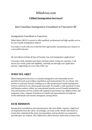 Best Canadian Immigration Consultant in Vancouver BC