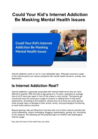 Could Your Kids Be Making Mental Health Issues