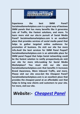 Cheapest Panel Socialmediamarketplace.com