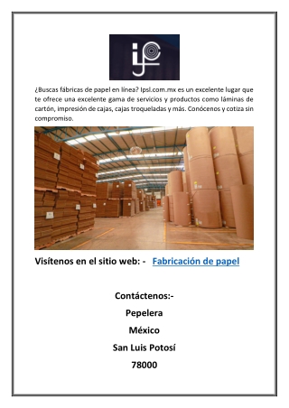 Fabricación de papel | Ipsl.com.mx