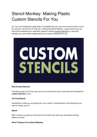 Stencil Monkey- Making Plastic Custom Stencils For You