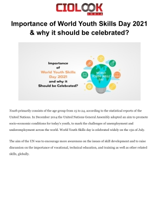 Importance of World Youth Skills Day 2021 & why it should be celebrated?