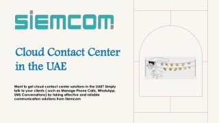 Cloud Contact Center in the UAE | Cloud Communication Solution in the UAE