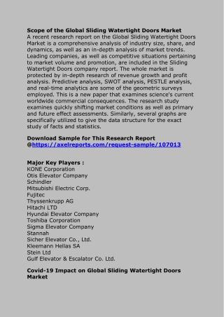 Sliding Watertight Doors Market Improvement in Technology is Expected to Drive the Growth of the Sliding Watertight Door