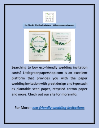 Eco Friendly Wedding Cards Price | Littlegreenpapershop.com