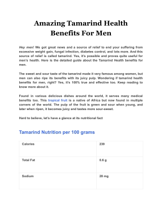 Amazing Tamarind Health Benefits For Men