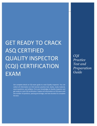 Get Ready to Crack ASQ Certified Quality Inspector (CQI) Certification Exam