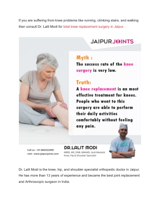The best joint replacement and Arthroscopic surgeon in India