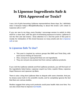 Is Lipsense Ingredients Safe & FDA Approved or Toxic_