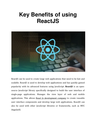 Key Benefits of using ReactJS