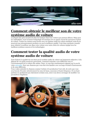 Meilleur son de votre système audio de voiture